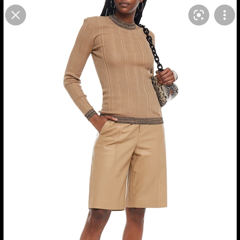 Brand New GANNI Metallic ribbed cotton-blend sweater